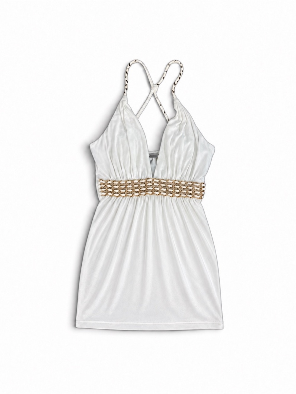 Vintage Sky White Braided-Trim V-Neck Cami - Picture 3 of 6